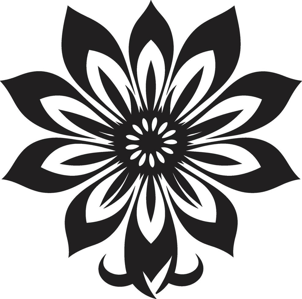 décrit fleur noir symbole audacieux floral essence monochrome emblème vecteur