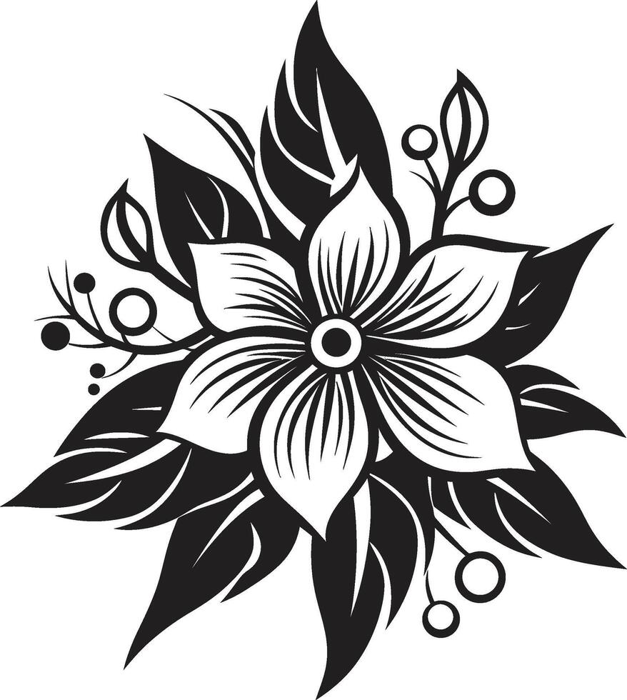 élégant monochrome fleur iconique la grâce éthéré pétale impression emblématique conception vecteur