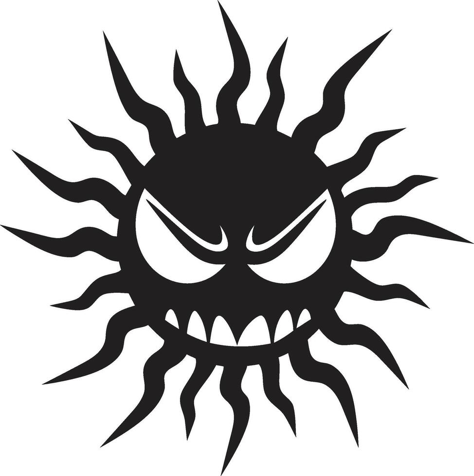 rage éclat noir Soleil fureur fureur éclipse en colère Soleil emblème vecteur