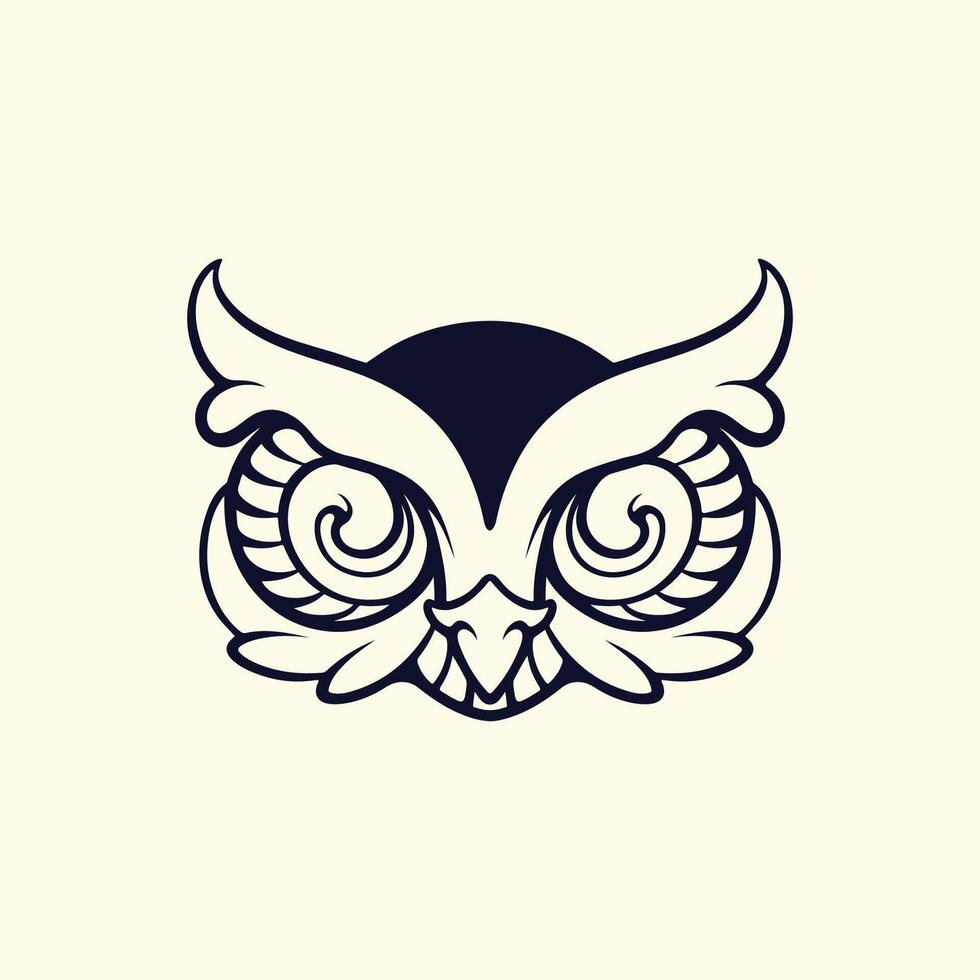 logo tête de hibou vecteur