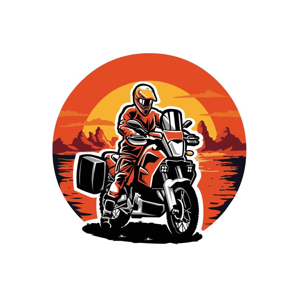 aventure Piste moteur bicyclette emblème logo isolé vecteur
