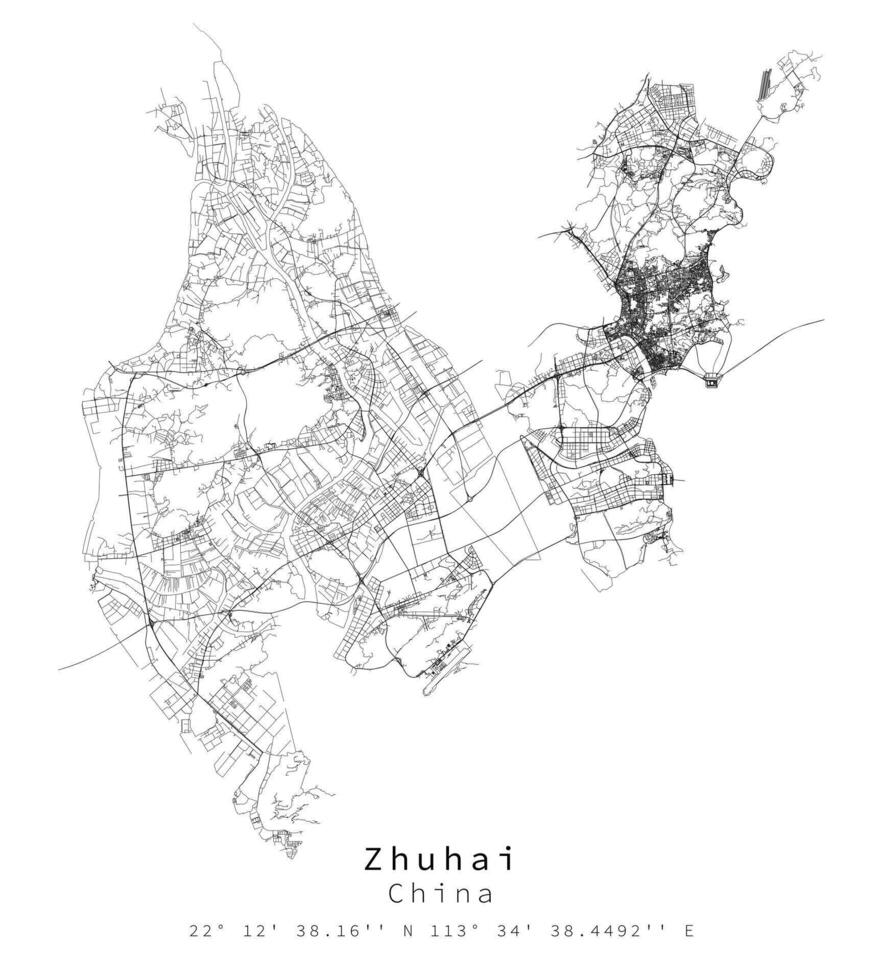 Zhuhai, Chine, urbain détail des rues routes carte, élément modèle image vecteur