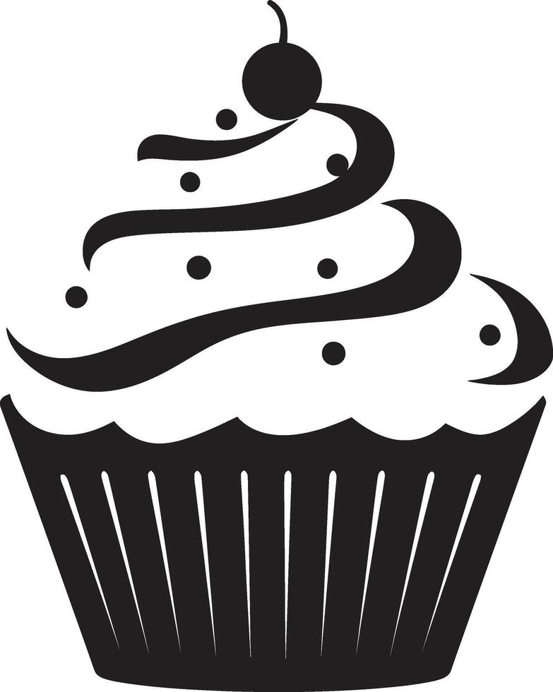 délectable joie petit gâteau dans noir boulangerie félicité noir petit gâteau vecteur