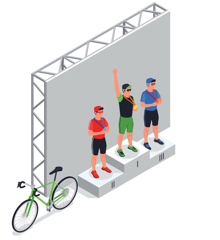 composition du podium des vainqueurs cyclistes vecteur