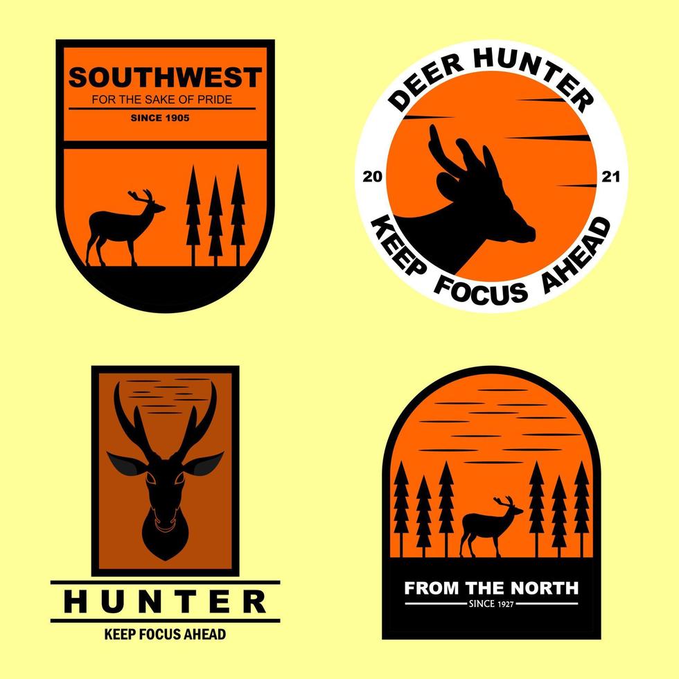 un ensemble de logo de chasseur de cerfs vecteur