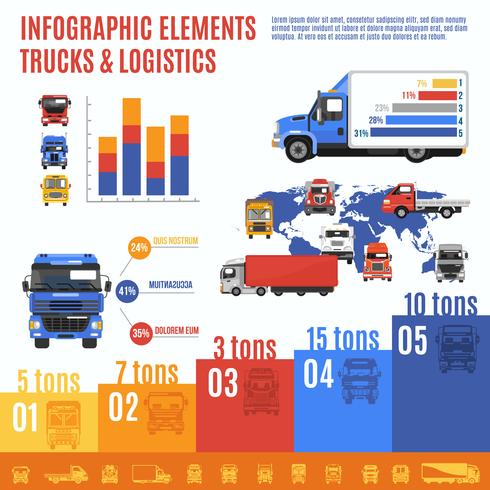 Ensemble d&#39;infographie de camion vecteur