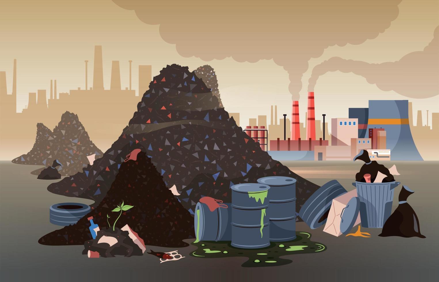 illustration de la ville polluée vecteur