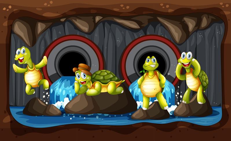 Un groupe de tortues souterraines vecteur