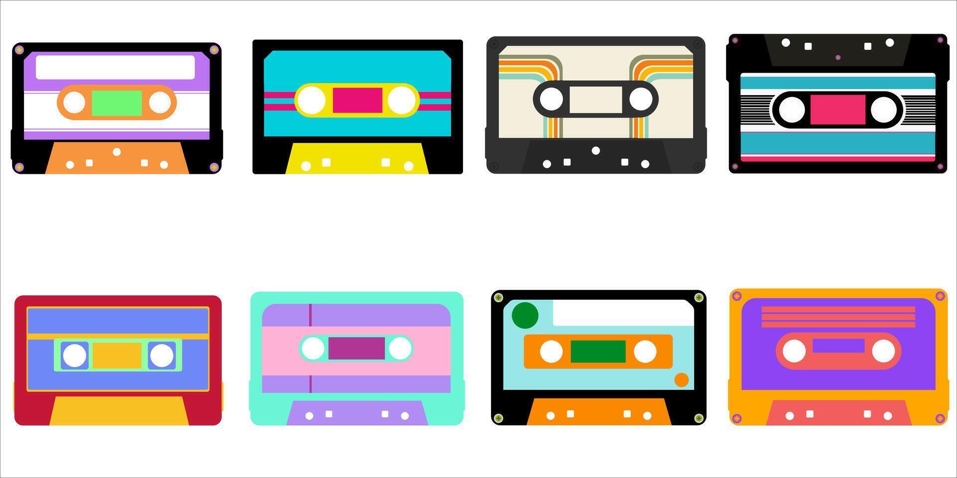 ensemble de cassette ruban pour rétro illustration vecteur