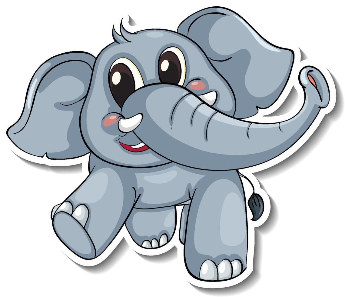 autocollant de dessin animé animal éléphant heureux vecteur