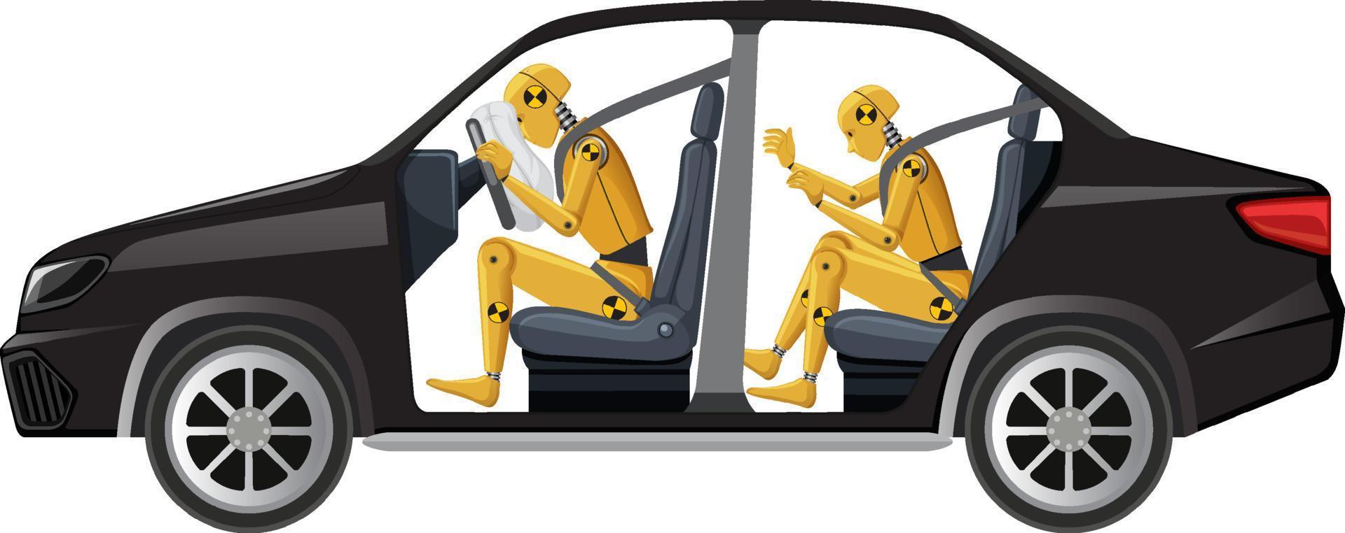 Mannequin de crash test dans une voiture vecteur