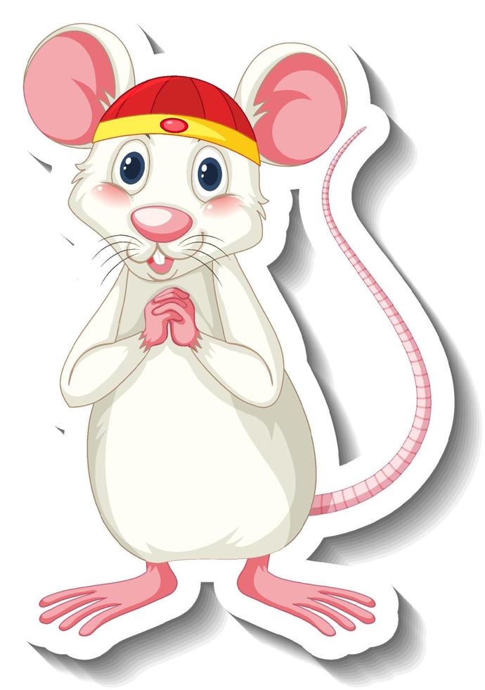 rat blanc en personnage de dessin animé en costume chinois vecteur