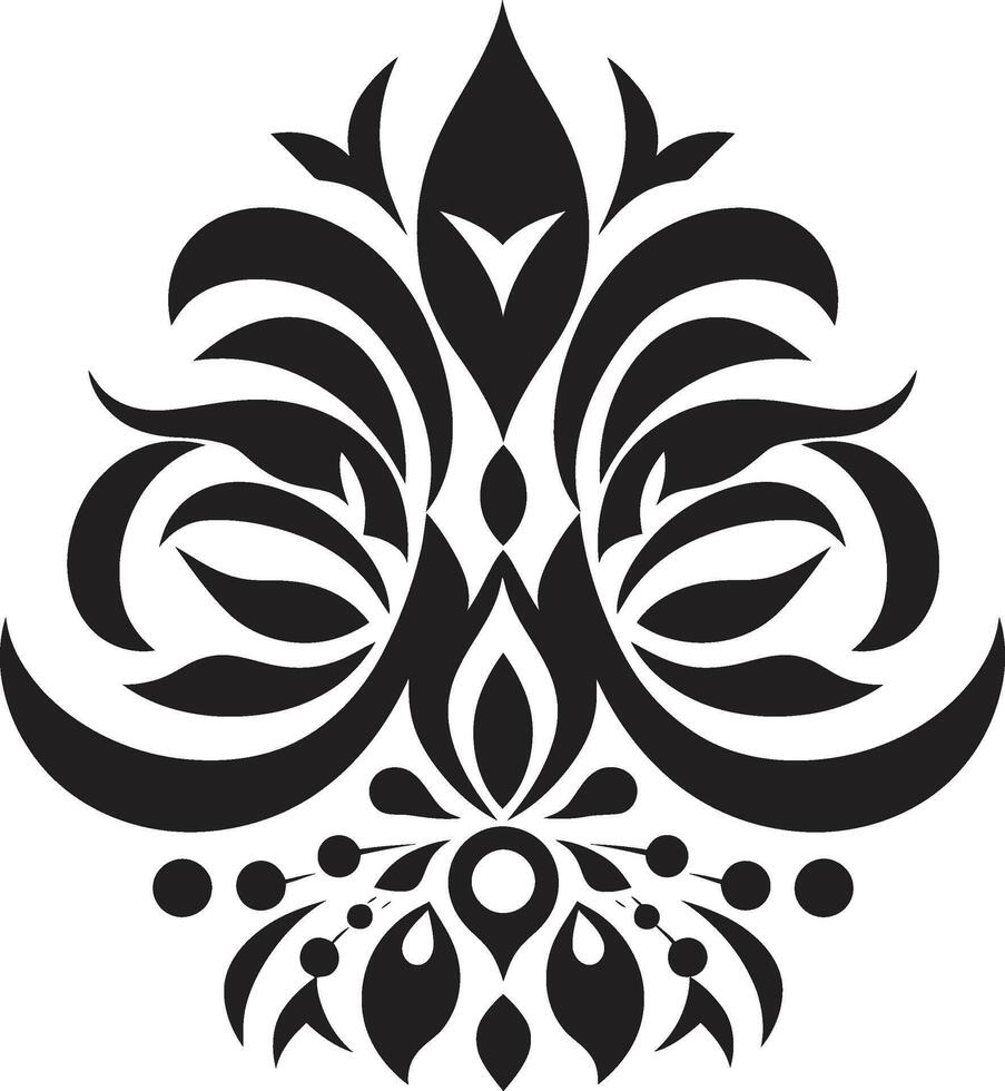 exquis détail décoratif raffiné tourbillonne noir emblème vecteur