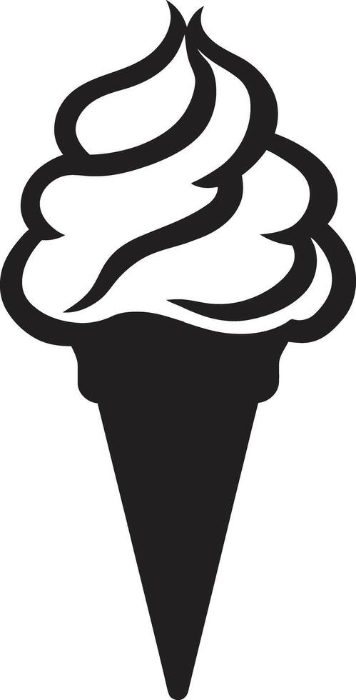 Divin délice noir la glace crème glacial traiter cône la glace crème emblème vecteur