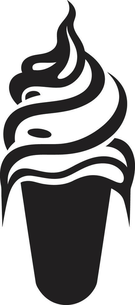 glacé élégance noir cône emblème fouetté joie la glace crème cône vecteur