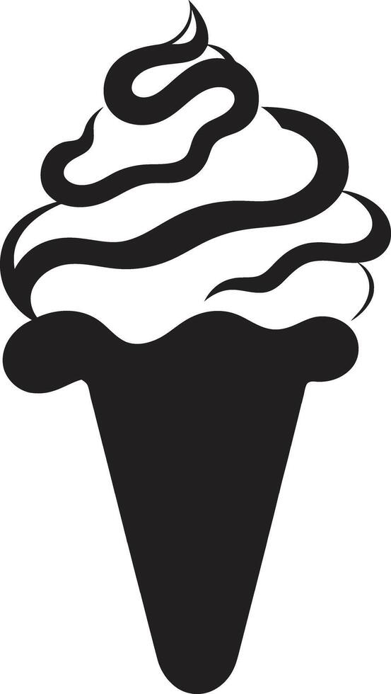 glacial indulgence la glace crème cône emblème cuillerées de bonheur noir cône vecteur