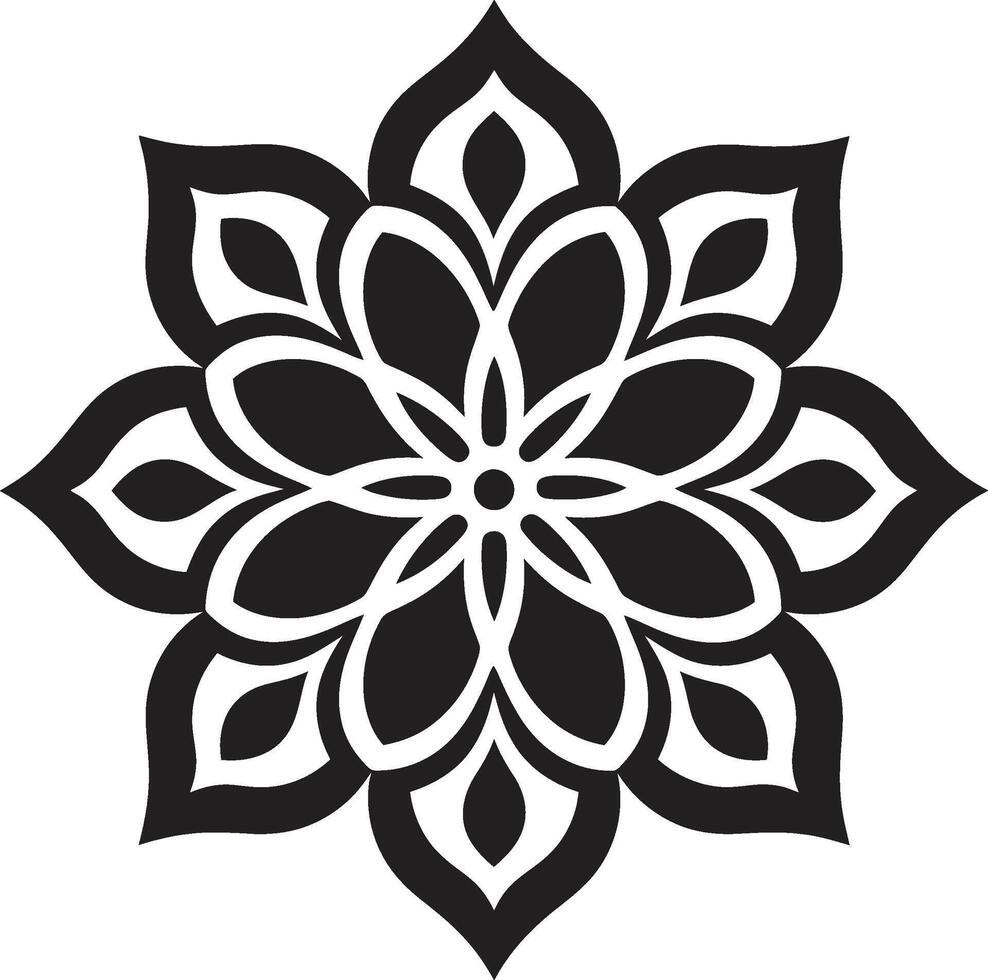 zénith de Zen mandala avec complexe modèle dans noir intégrité chuchotement élégant noir emblème avec mandala dans vecteur