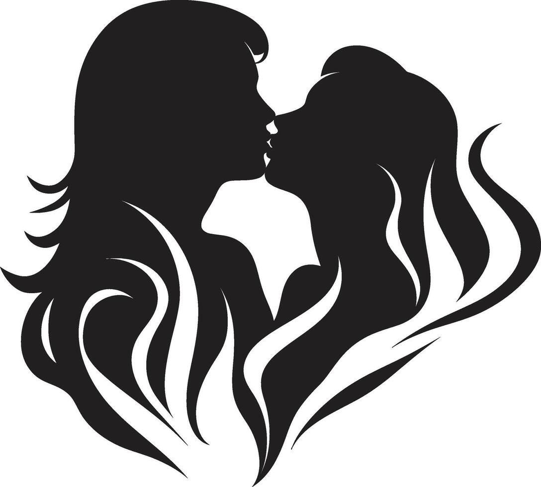 responsabiliser baiser ic femme la fusion gracieux affinité lesbienne l'amour emblème vecteur