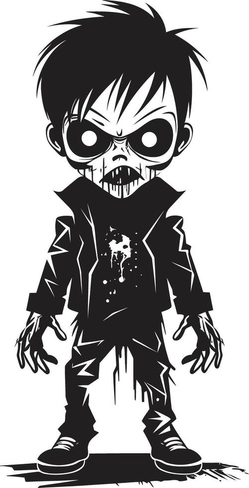 horrible peu ceux ic noir zombi enfant emblème Mort-vivant héritiers noir pour effrayant zombi enfant vecteur