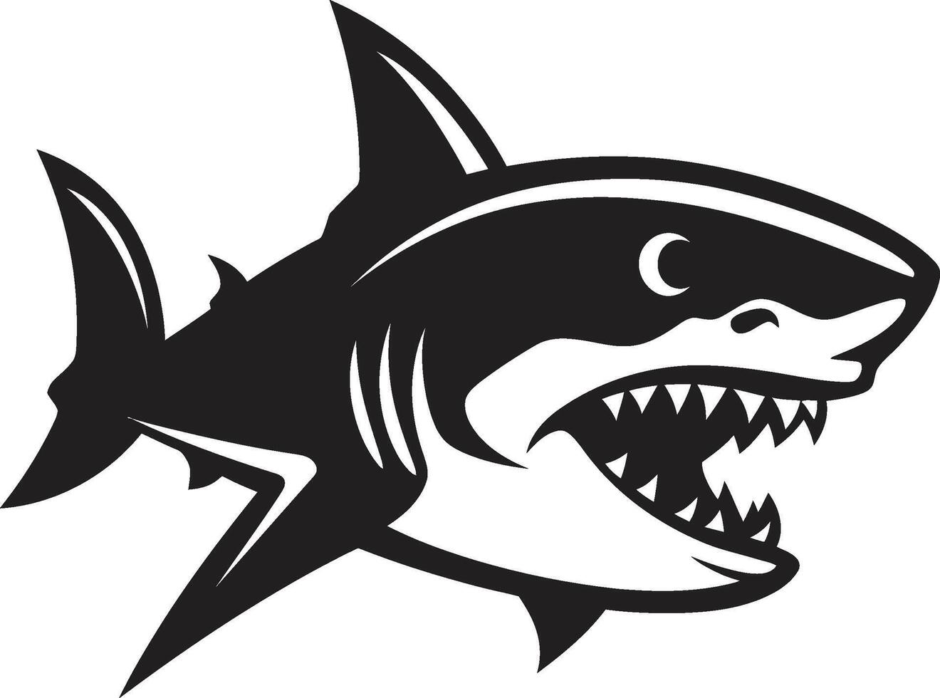 océanique sommet élégant noir requin emblème lisse nageur noir pour majestueux requin vecteur