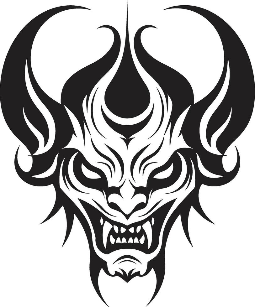 stygien symbolisme tête de diable tatouage dans ébène infernal insigne noir tête de diable vecteur