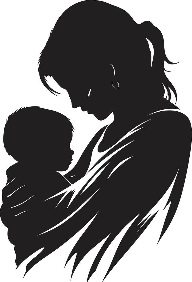 nourrir l'amour de mère en portant bébé famille harmonie emblématique élément pour mère et bébé vecteur