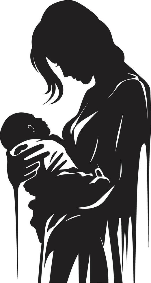 joyeux collage emblématique élément pour mère et bébé éternel tendresse de mère en portant enfant vecteur