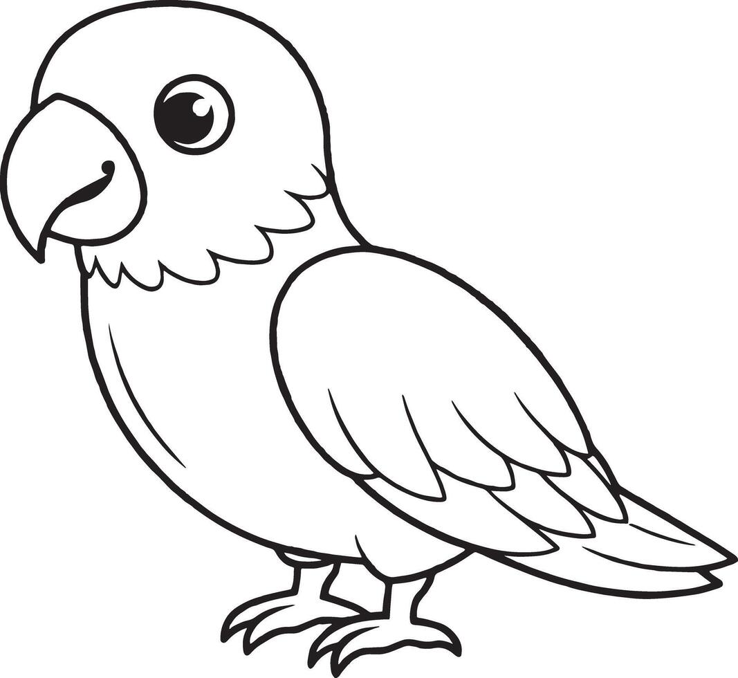 noir et blanc dessin animé illustration de mignonne perroquet oiseau pour coloration livre vecteur