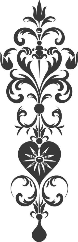 silhouette verticale ligne diviseur avec foyer forme baroque ornement noir Couleur seulement vecteur