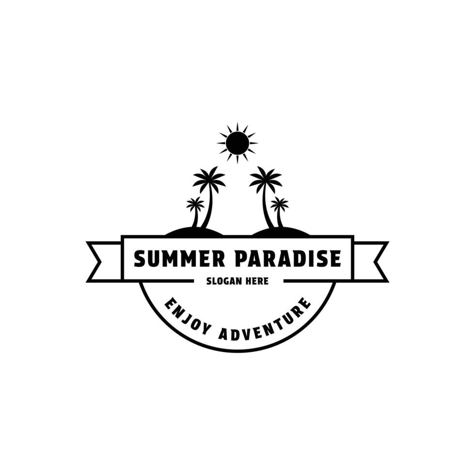 été paradis plage Hawaii logo conception ancien rétro style vecteur