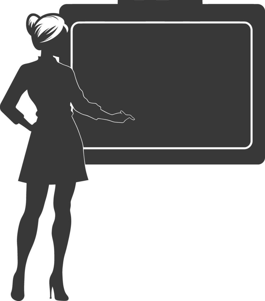 silhouette femmes école prof enseignement dans de face de classe vecteur