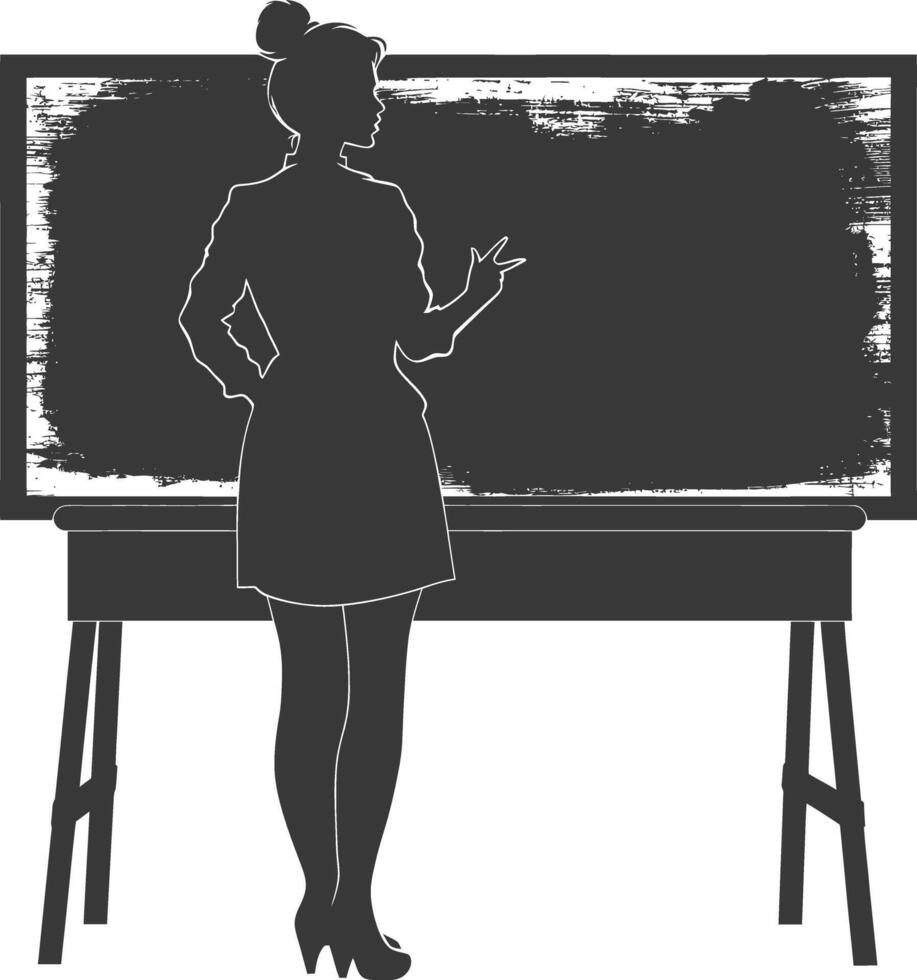 silhouette femmes école prof enseignement dans de face de classe vecteur