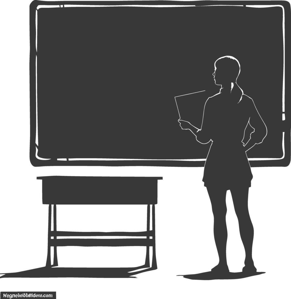 silhouette femmes école prof enseignement dans de face de classe vecteur