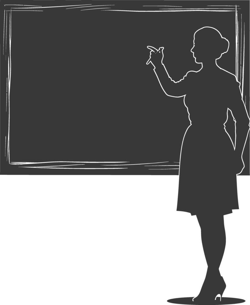 silhouette femmes école prof enseignement dans de face de classe vecteur