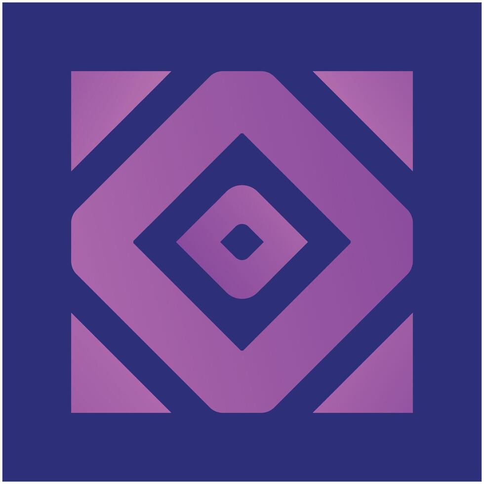 carré boîte logo icône avec les tryangels. géométrique violet pastel, violet symbole logo sur violet icône. vecteur