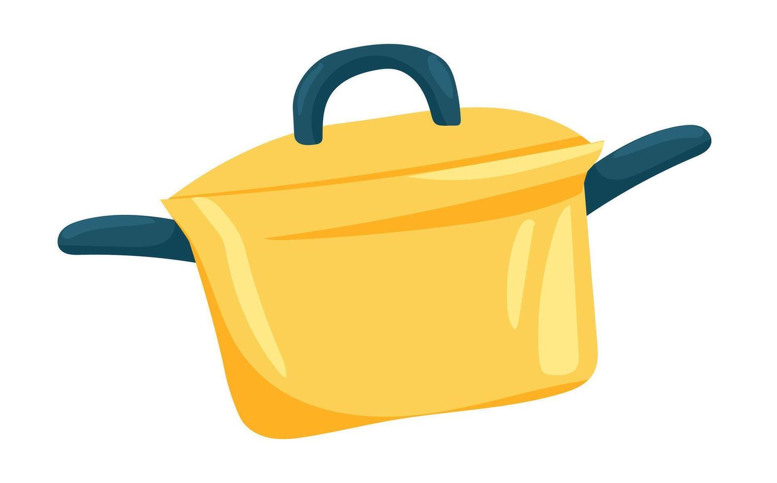 casserole avec couvercle dans plat conception. Jaune pot pour ébullition et soupe cuisson. illustration isolé. vecteur