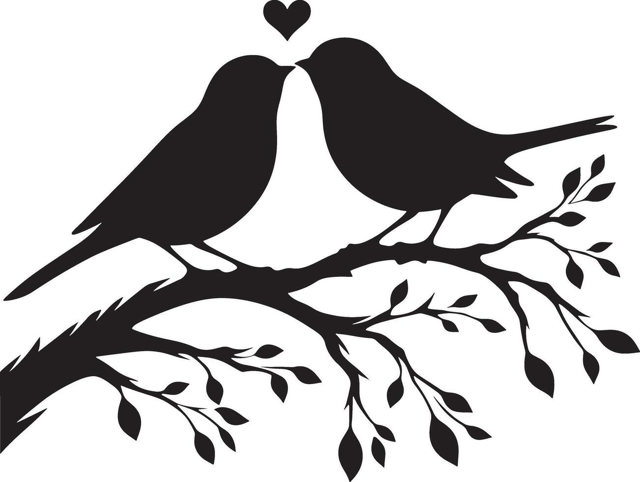 aimant des oiseaux sur le branche de une arbre clipart silhouette dans noir couleur. Colombe illustration modèle pour tatouage ou laser Coupe. vecteur