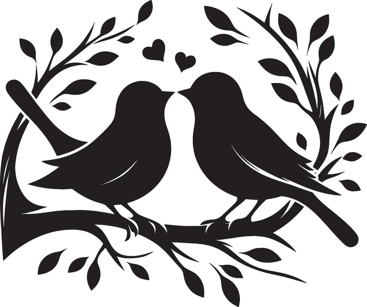 aimant des oiseaux sur le branche de une arbre clipart silhouette dans noir couleur. Colombe illustration modèle pour tatouage ou laser Coupe. vecteur