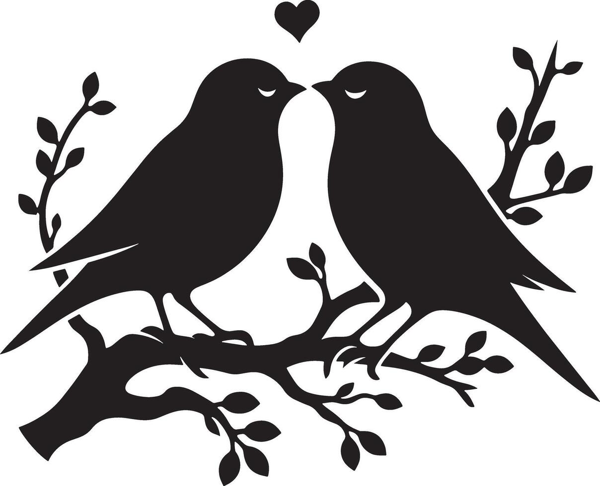 aimant des oiseaux sur le branche de une arbre clipart silhouette dans noir couleur. Colombe illustration modèle pour tatouage ou laser Coupe. vecteur