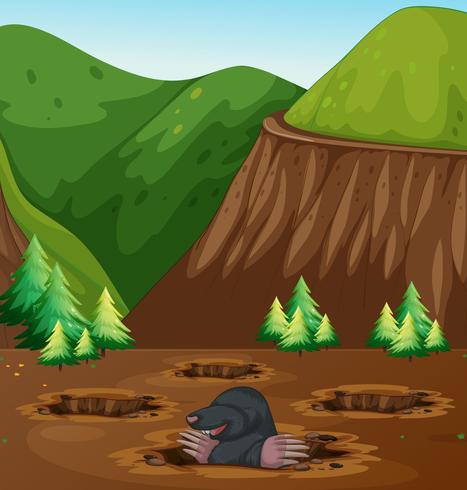 Mole Creuser Trou Dans La Nature vecteur