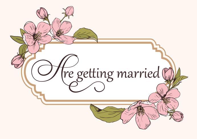 Modèle de carte invitation mariage floral avec texte. vecteur
