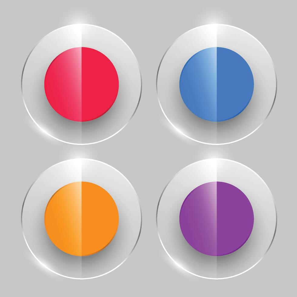 verre boutons dans dans brillant style quatre couleurs vecteur