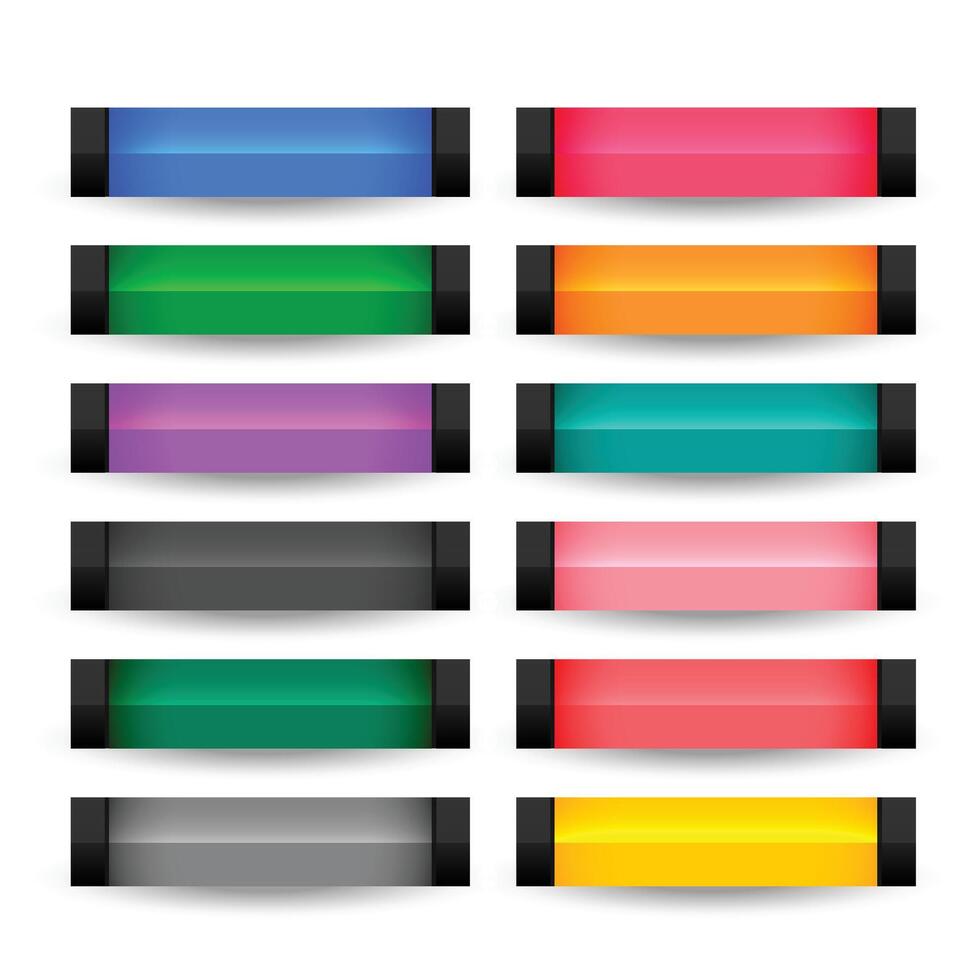 rectangle boutons ensemble dans beaucoup couleurs vecteur