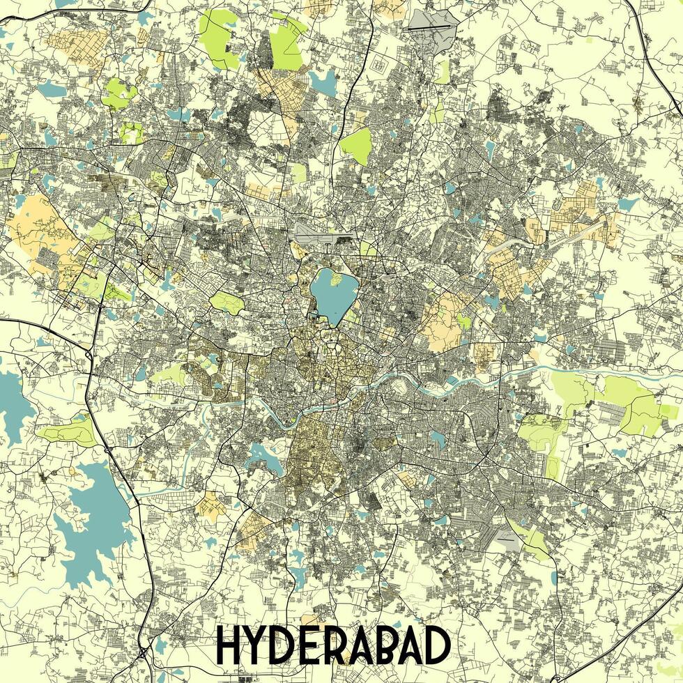 Hyderâbâd, Inde carte affiche art vecteur