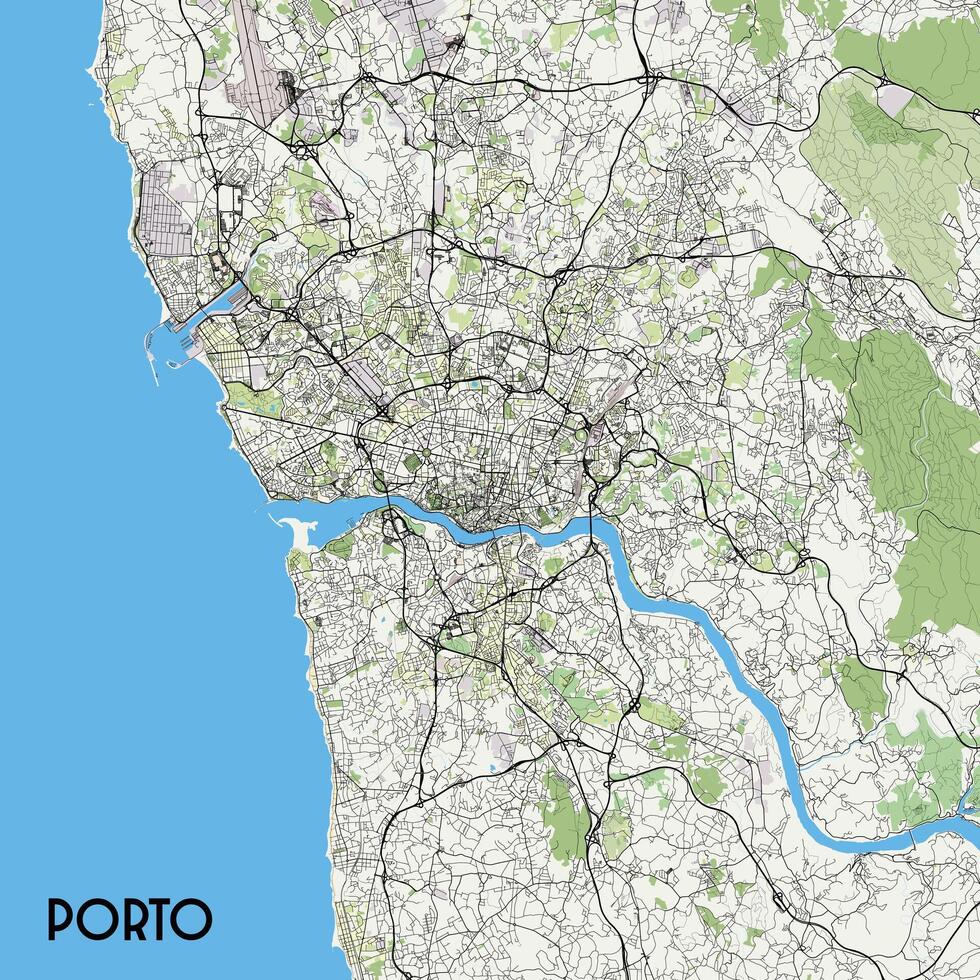Porto, le Portugal carte affiche art vecteur