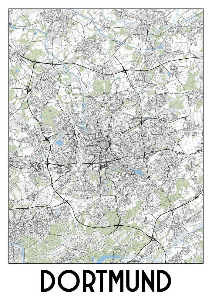 Dortmund Allemagne carte affiche art vecteur