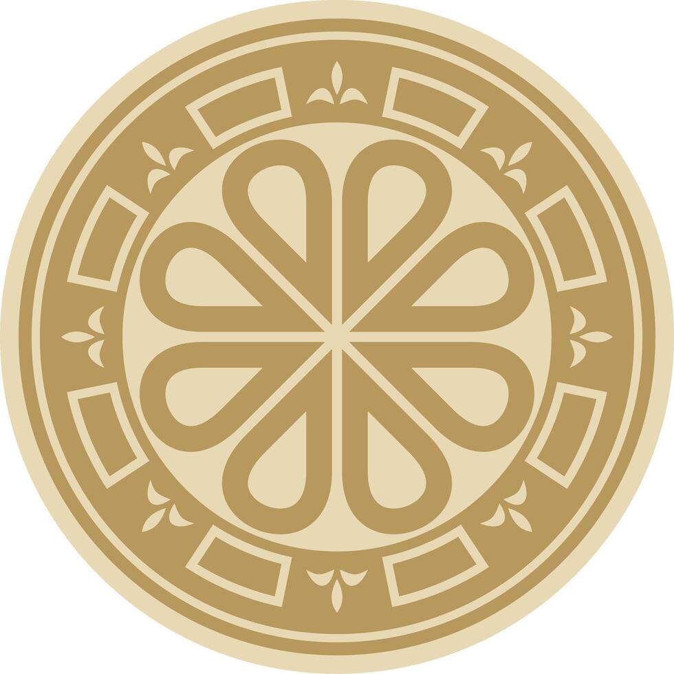 d'or rond ancien byzantin ornement. classique cercle de le est romain Empire, Grèce. modèle motifs de Constantinople. vecteur