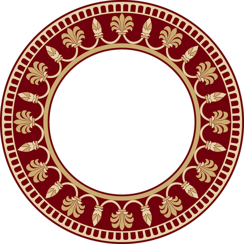 rond rouge et or nationale persan ornement. cercle, cadre, frontière ethnique modèle de iranien civilisation vecteur