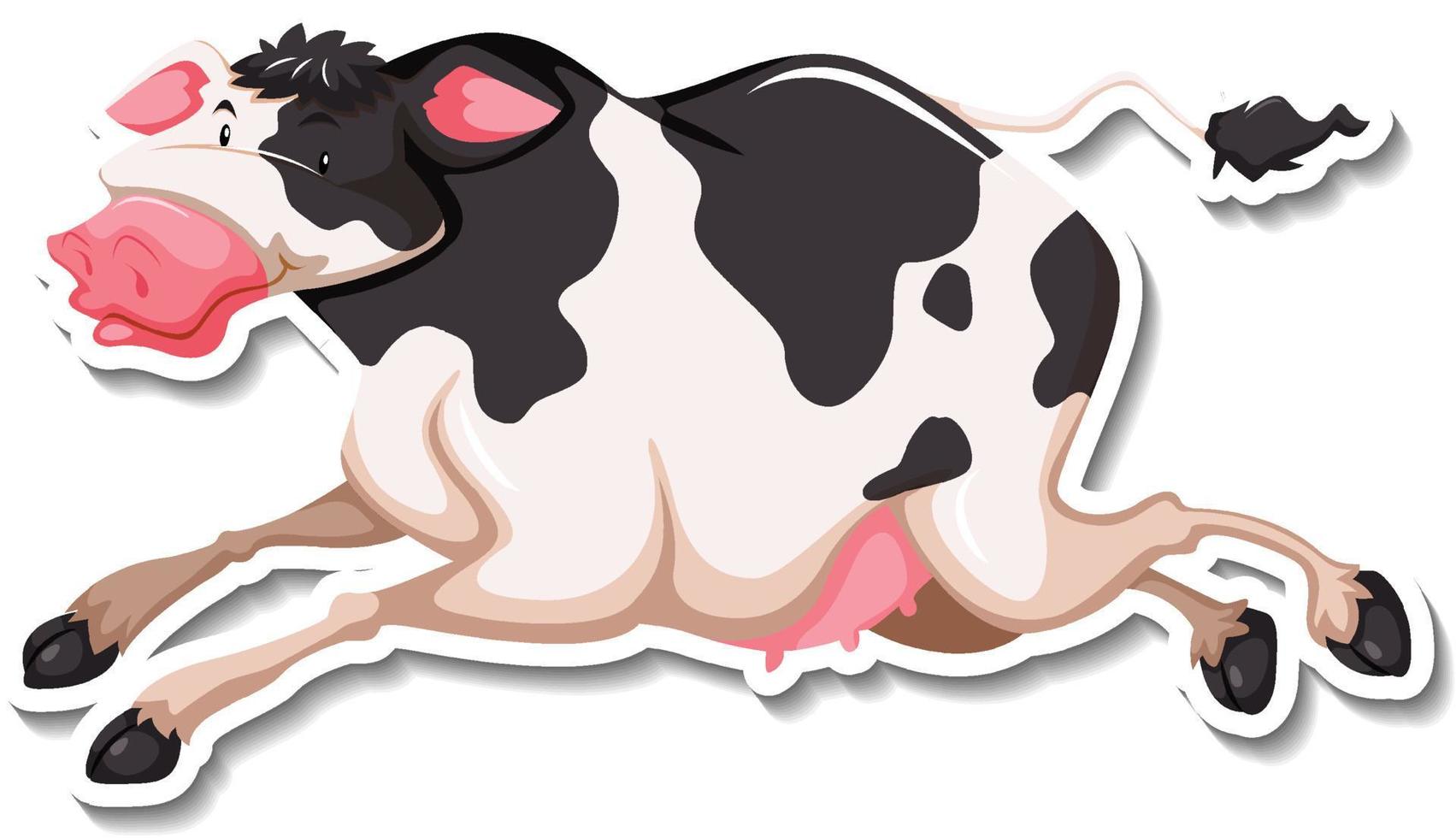autocollant de dessin animé d'animal de ferme de vache vecteur
