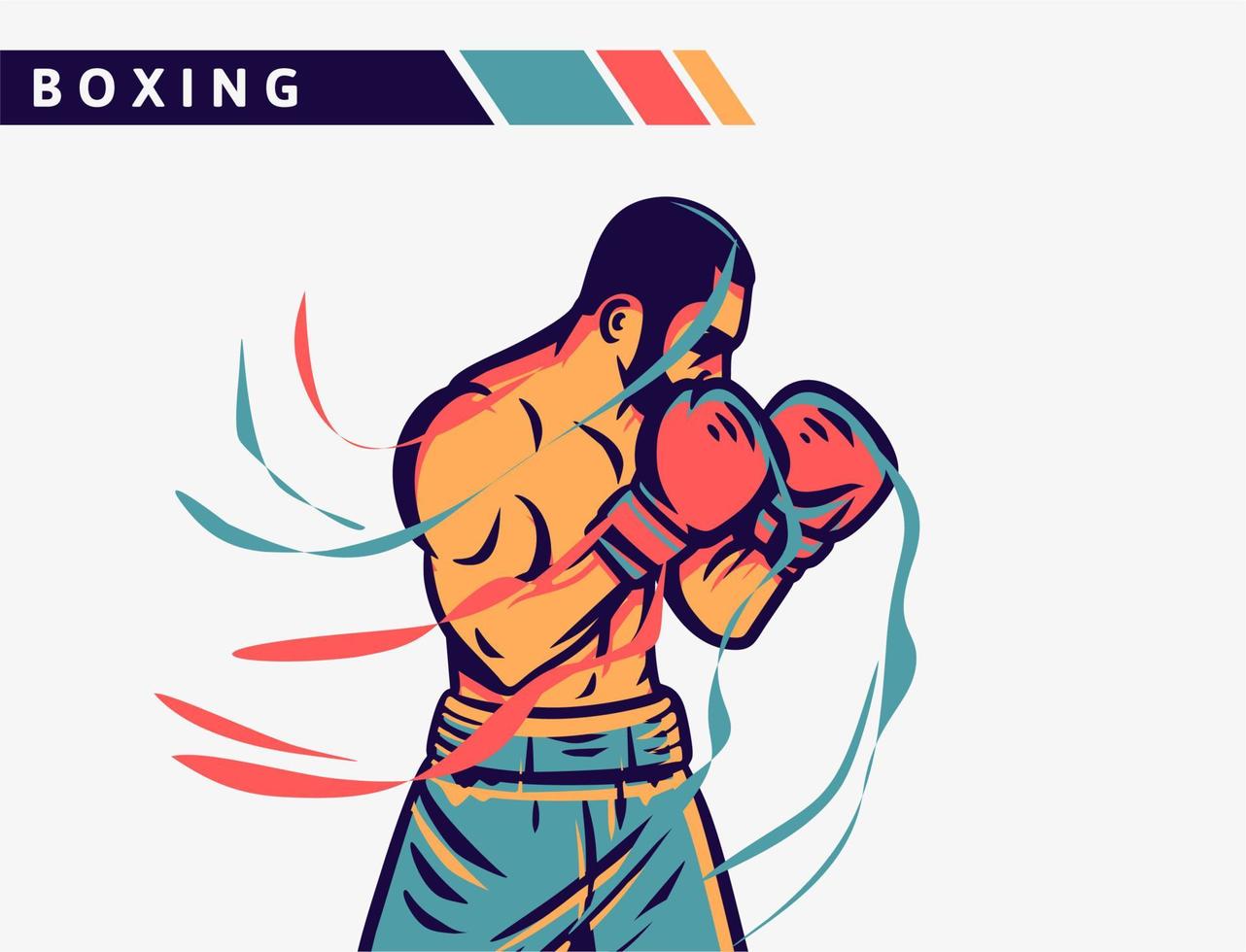 illustration d'illustration de défense de boxeur avec effet de mouvement vecteur